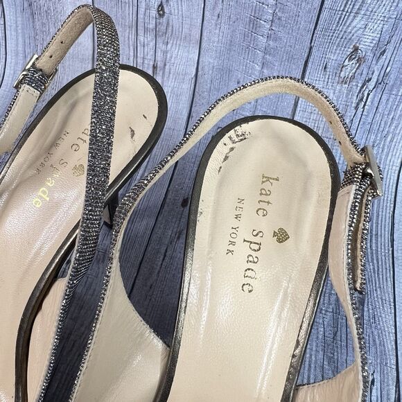 Kate Spade Sliver Slingback Pump Metallic Bronze Nappa Bow Size 8 B Heels - Picture 7 of 9